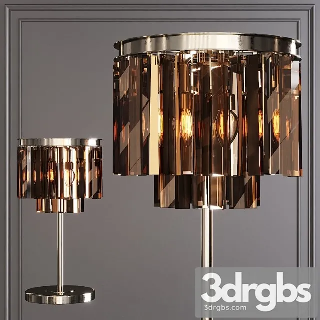 Restoration hardware 1920s odeon smoke glass 2-tier nickel 3D Model Free