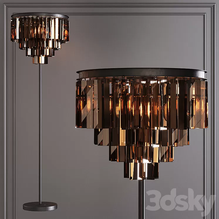 Restoration Hardware 1920S ODEON SMOKE GLASS FLOOR LAMP 4-TIER Black 3D Model