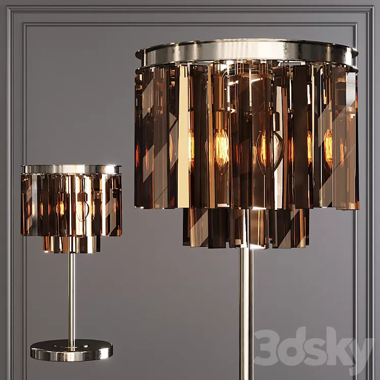 Restoration Hardware 1920S ODEON SMOKE GLASS TABLE LAMP 2-TIER Nickel