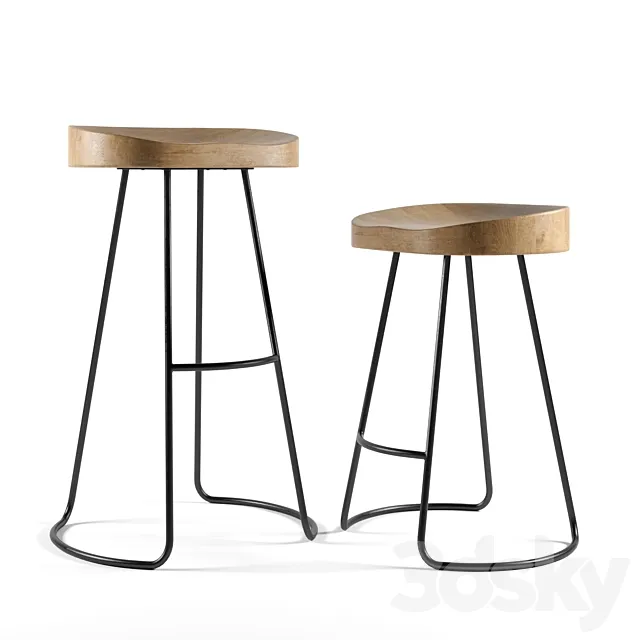 Restoration Hardware 1950s Bar And Counter Stool 3D Model