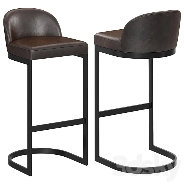 Restoration Hardware 1960s Rome Leather Bar Stool 3D Model