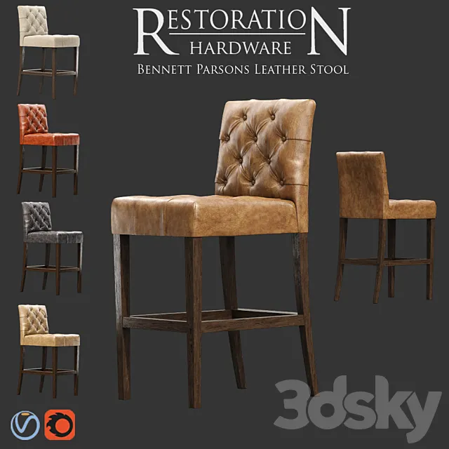 Restoration Hardware _ Bennett Parsons Leather Stool 3DModel