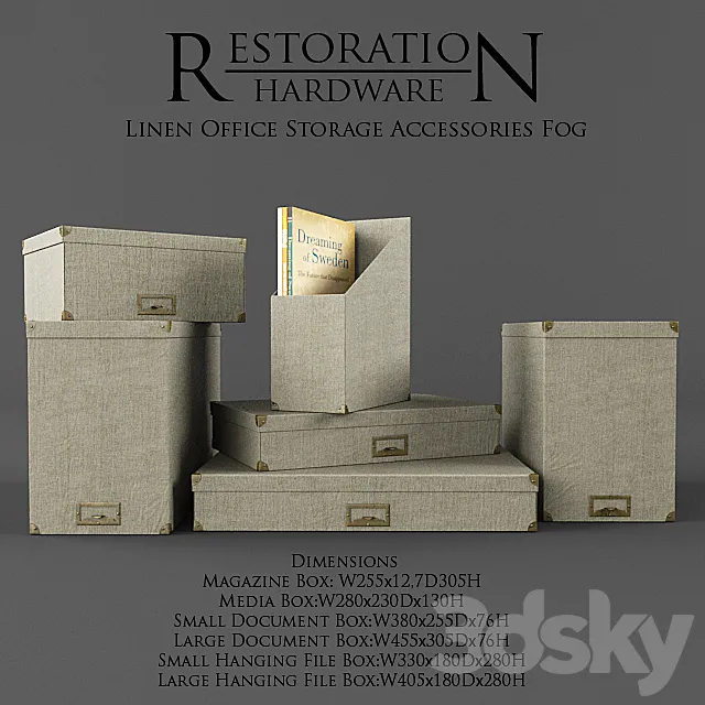 Restoration Hardware _ Linen Office Storage Accessories Fog 3DModel