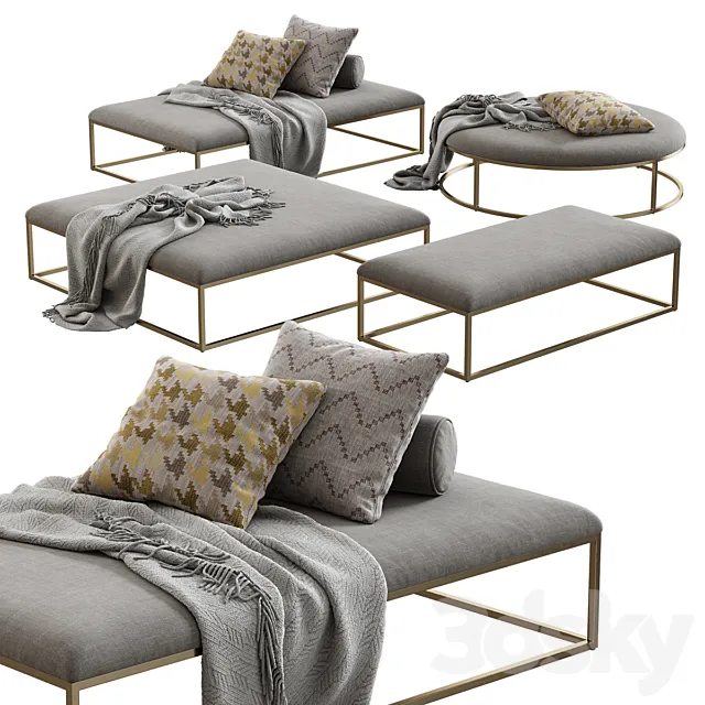 Restoration Hardware _ Nicholas Fabric Coffee Ottoman 3DModel