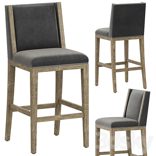 Restoration Hardware Ames Leather Armless Bar Stool 3D Model