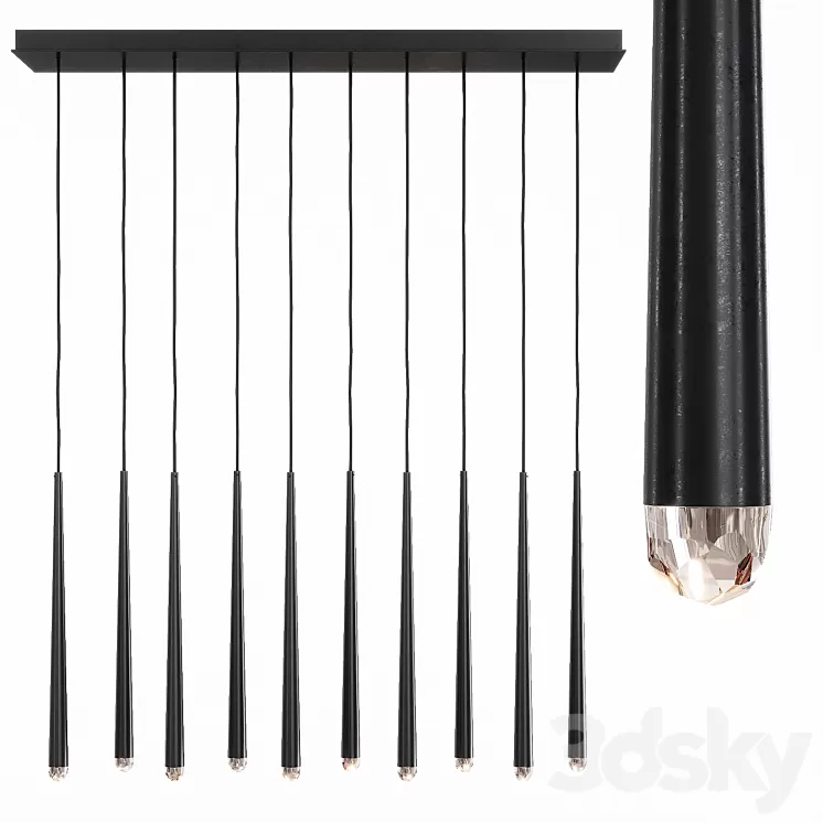 Restoration Hardware AQUITAINE LINEAR CHANDELIER 48 Black 3D Model
