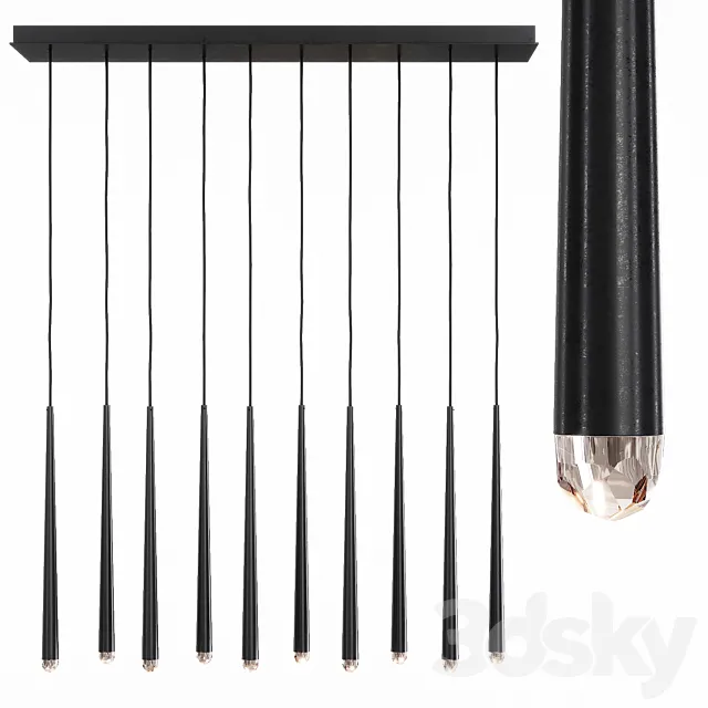 Restoration Hardware AQUITAINE LINEAR CHANDELIER 48 Black 3DModel