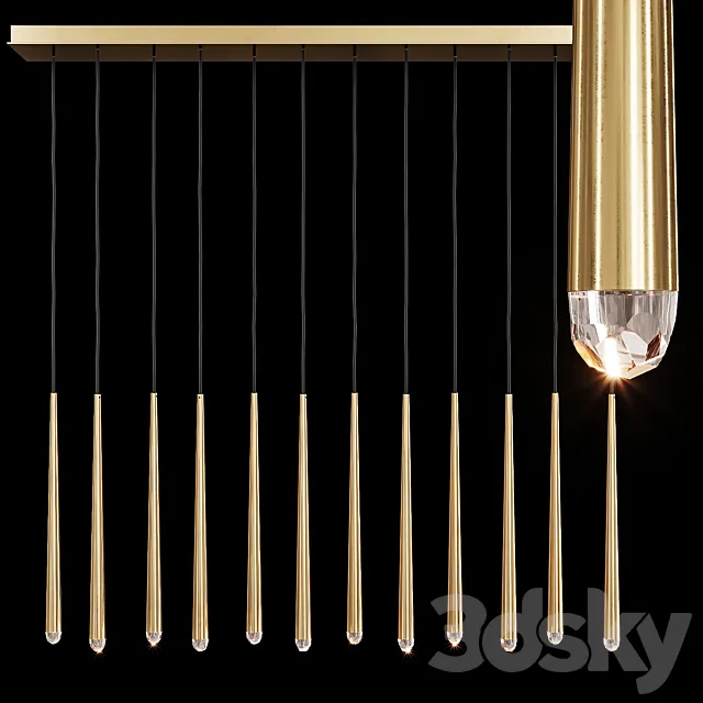 Restoration Hardware AQUITAINE LINEAR CHANDELIER 60 Brass 3D Model