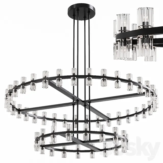Restoration Hardware ARCACHON ROUND 2-TIER CHANDELIER 60 Black 3D Model