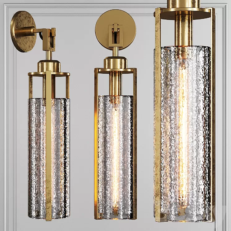 Restoration Hardware ARPEGE CAST GLASS CYLINDER SCONCE Brass 3D Model