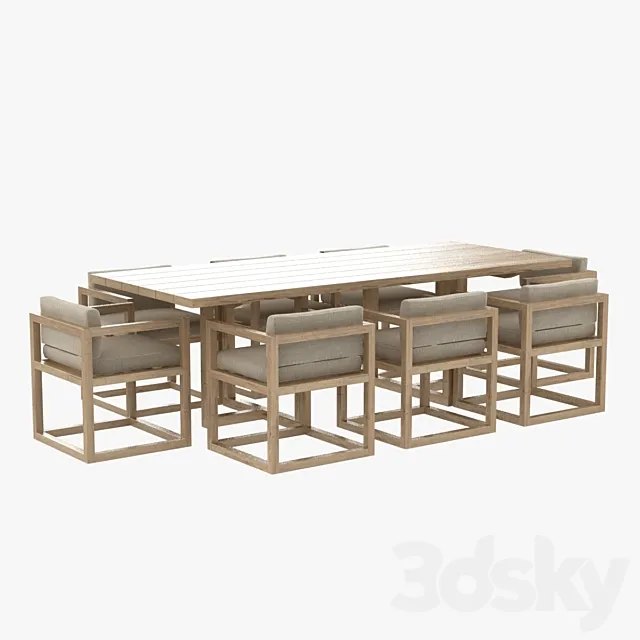 restoration hardware aviara armchair and dining table 3D Model