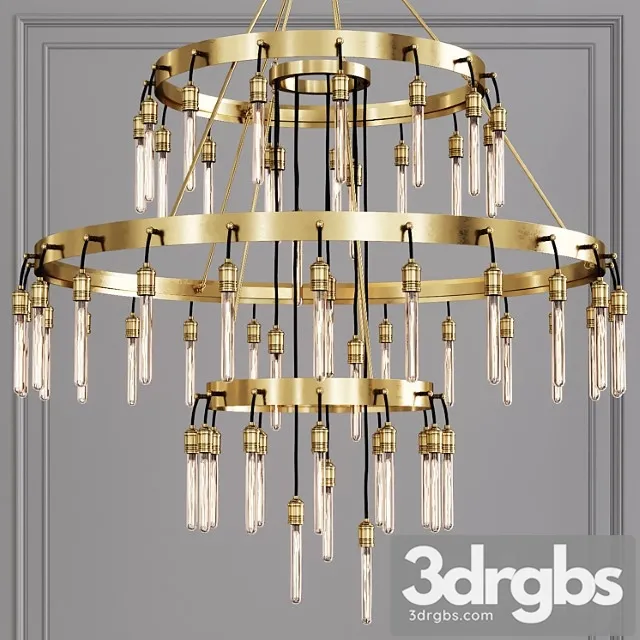 Restoration Hardware Axis 3 Tier Chandelier 60 Brass 3D Model Free
