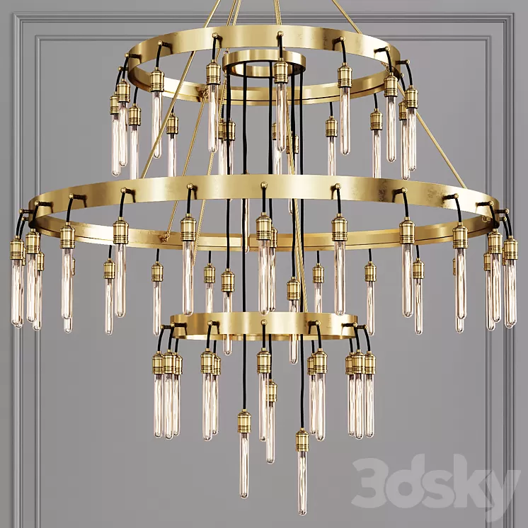 Restoration Hardware AXIS 3-TIER CHANDELIER 60 Brass 3D Model