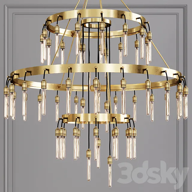 Restoration Hardware AXIS 3-TIER CHANDELIER 60 Brass 3DModel