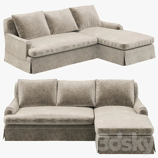 Restoration Hardware Belgian Classic Roll Arm Slipcovered Right-Arm Chaise Sectional 3DModel