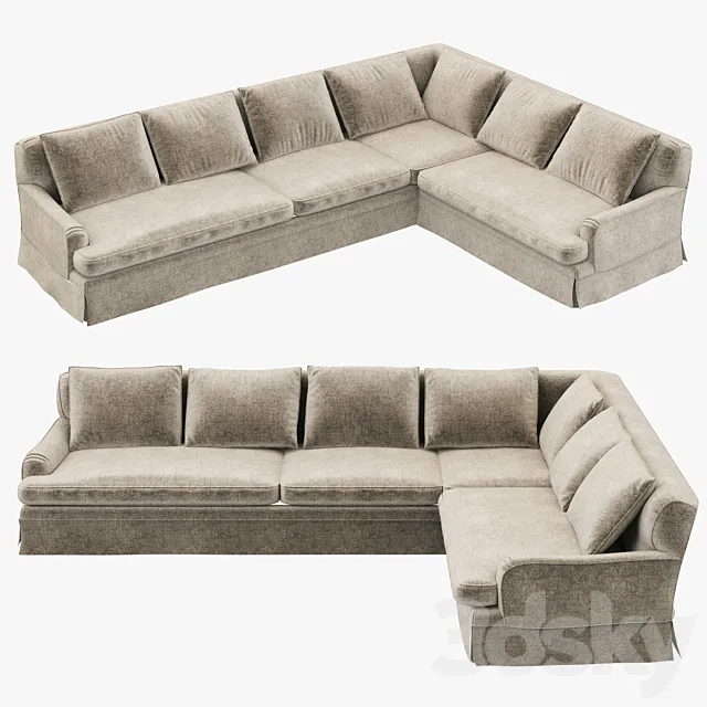 Restoration Hardware Belgian Classic Roll Arm Slipcovered Right-Arm L-Sectional 3DModel