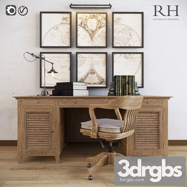 Restoration hardware cabinet decor set Vol2 2 3D Model Free