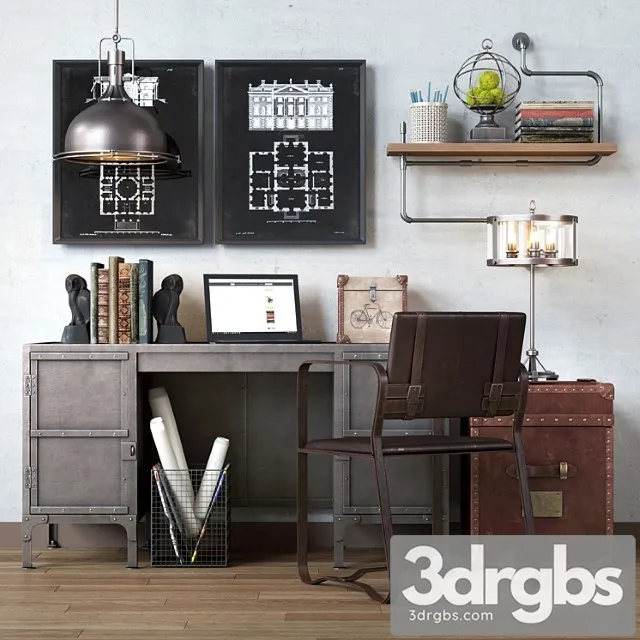 Restoration Hardware Cabinet Decor Set Vol6 1 3D Model Free