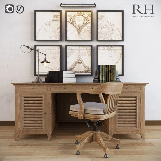 Restoration hardware cabinet decor set_vol2 3D Model