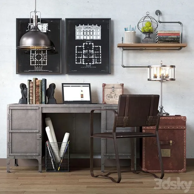 Restoration hardware cabinet decor set_vol6 3D Model