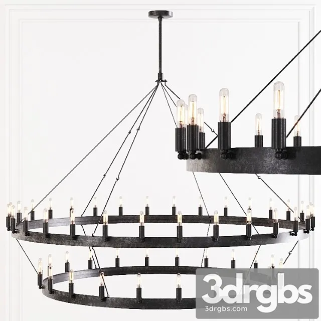 Restoration hardware camino vintage filament 2-tier chandelier 63 black 3D Model Free