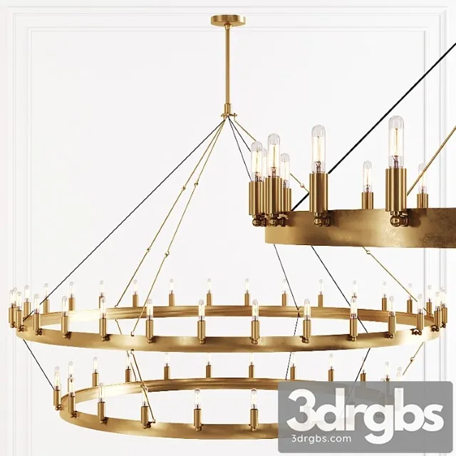 Restoration Hardware Camino Vintage Filament 2 Tier Chandelier 63 Brass 3D Model Free