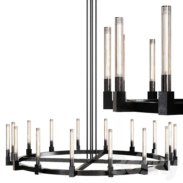 Restoration Hardware CANNELE ROUND CHANDELIER 72 Black 3D Model