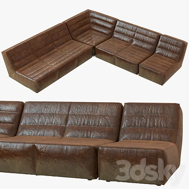 Restoration Hardware Chelsea Leather Square Corner Sectional 3DModel