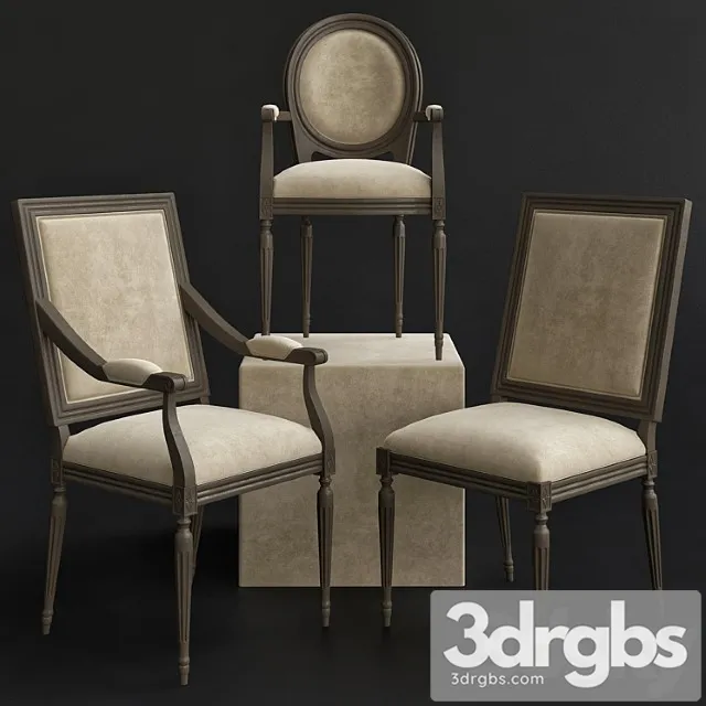 Restoration hardware classic upholstered chairs 2 3D Model Free