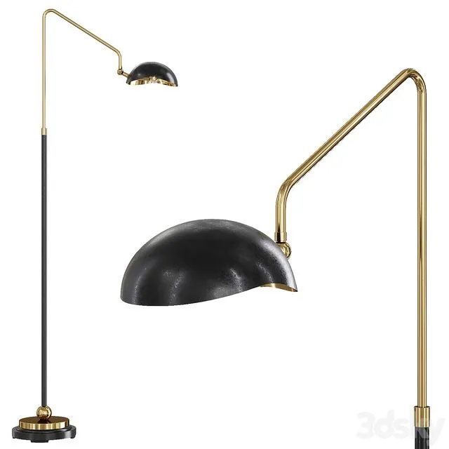 Restoration Hardware CONVESSI FLOOR LAMP Black and Brass 3D Model
