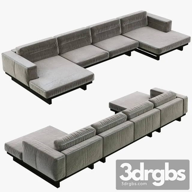 Restoration Hardware Durrell Leather U-Chaise Sectional 3D Model Free