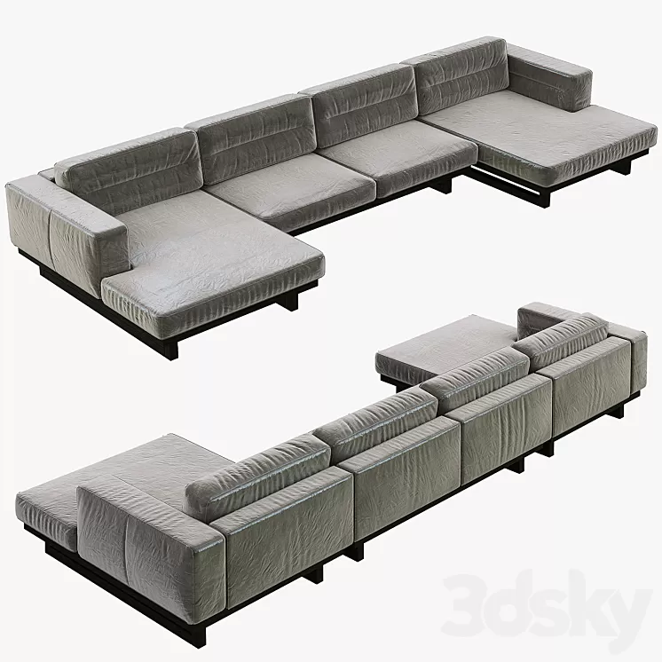 Restoration Hardware Durrell Leather U-Chaise Sectional 3D Model