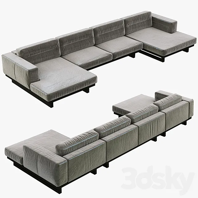 Restoration Hardware Durrell Leather U-Chaise Sectional 3DModel