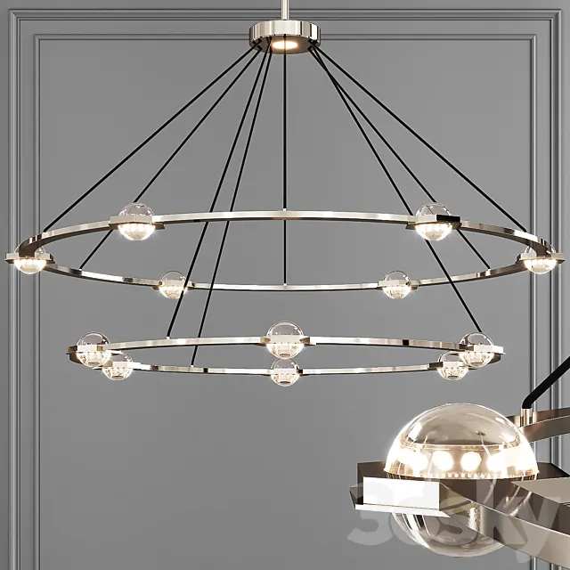 Restoration Hardware ECLATANT ROUND 2-TIER CHANDELIER 60 Nickel 3D Model