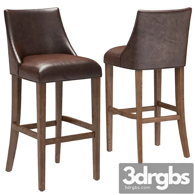 Restoration hardware ella leather armless stool 2 3D Model Download