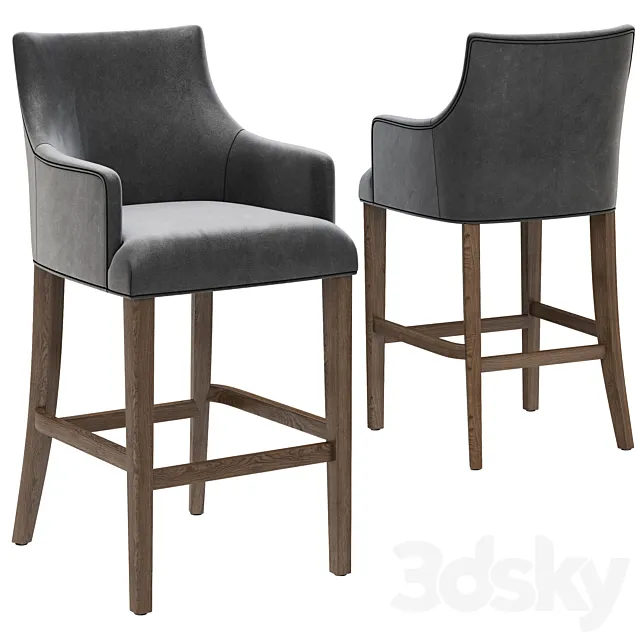 Restoration Hardware Ella Leather Stool 3D Model
