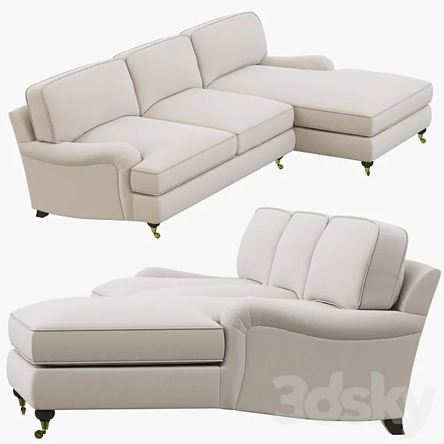 Restoration Hardware English Roll Arm Upholstered Right-Arm Chaise Sectional 3D Model