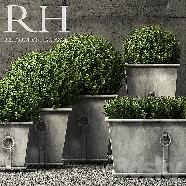 Restoration Hardware estate zinc ring square planters 3DModel
