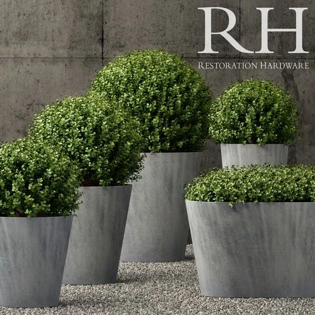 Restoration Hardware estate zinc round planters 3D Model