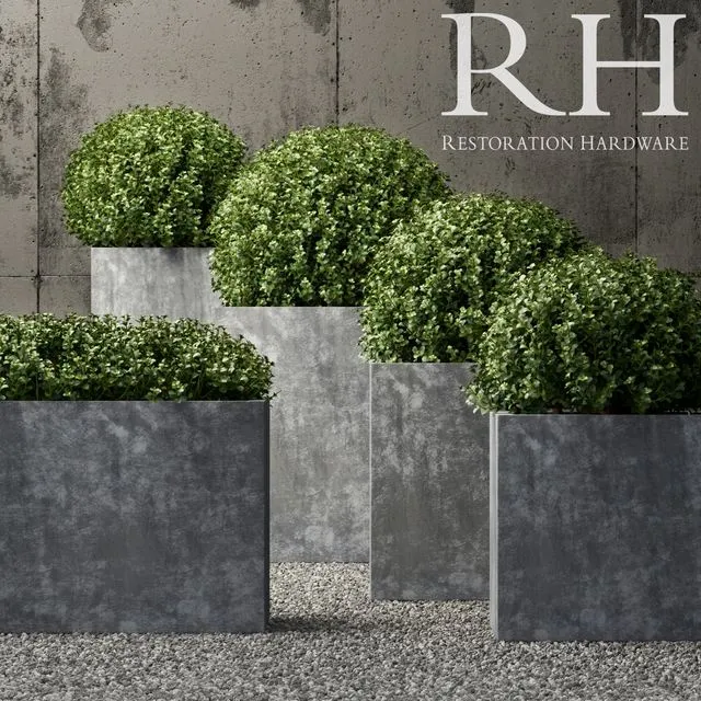 Restoration Hardware estate zinc square planters 3D Model