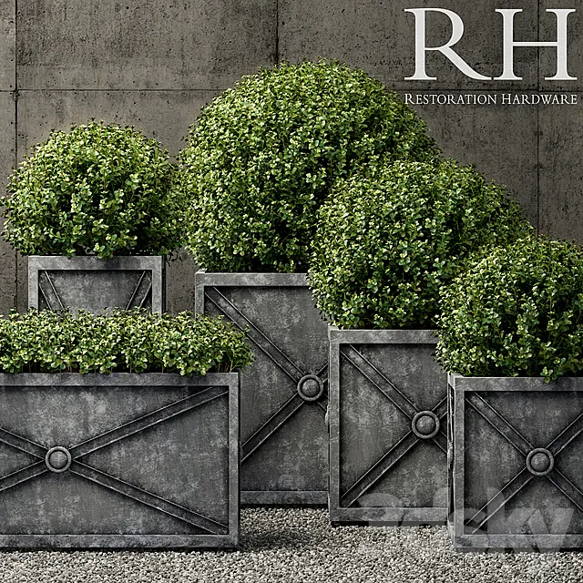 Restoration Hardware estate zinc x planters weathered zinc 3D Model