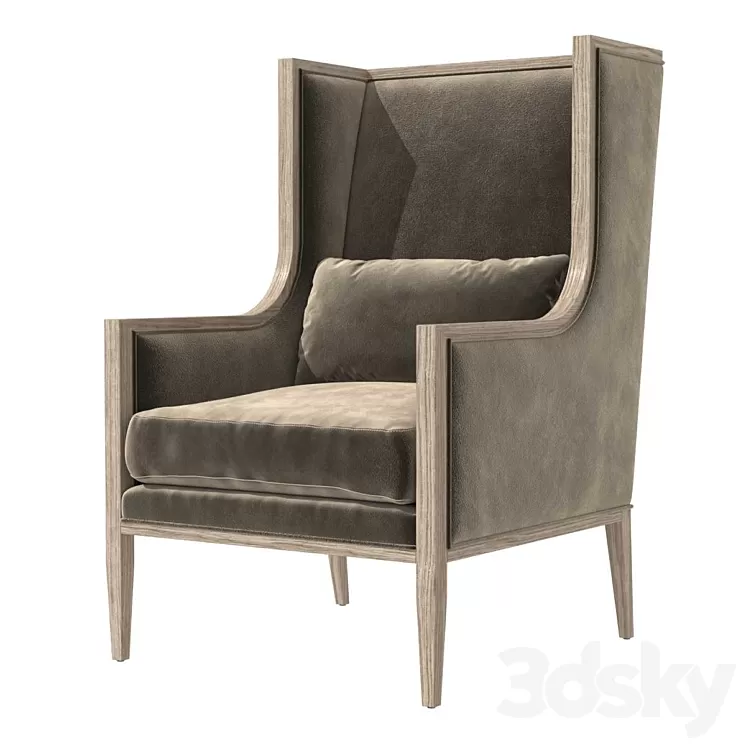 Restoration Hardware FRENCH CONTEMPORARY SLOPE ARM WINGBACK CHAIR 3D Model