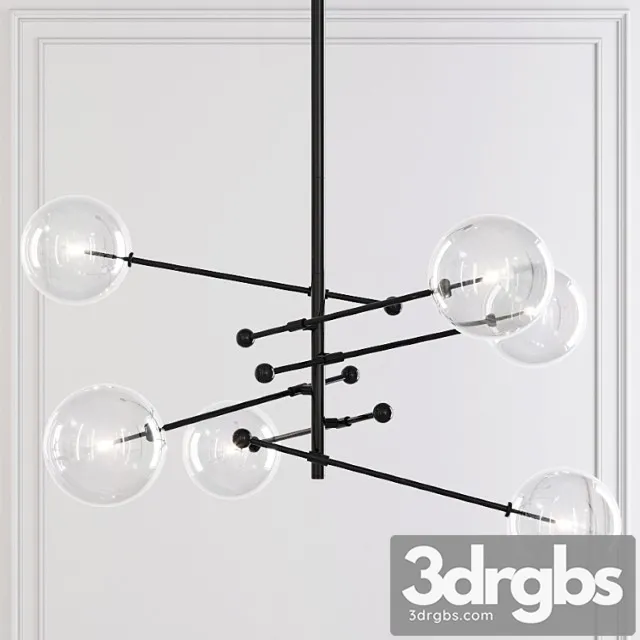 Restoration hardware glass globe mobile 6 arm chandelier 55 3D Model Free