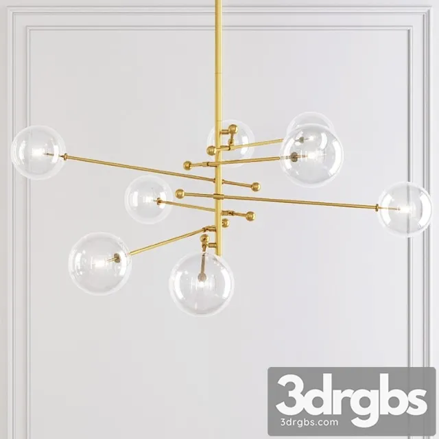 Restoration hardware glass globe mobile 8-arm chandelier 79_3 3D Model Free
