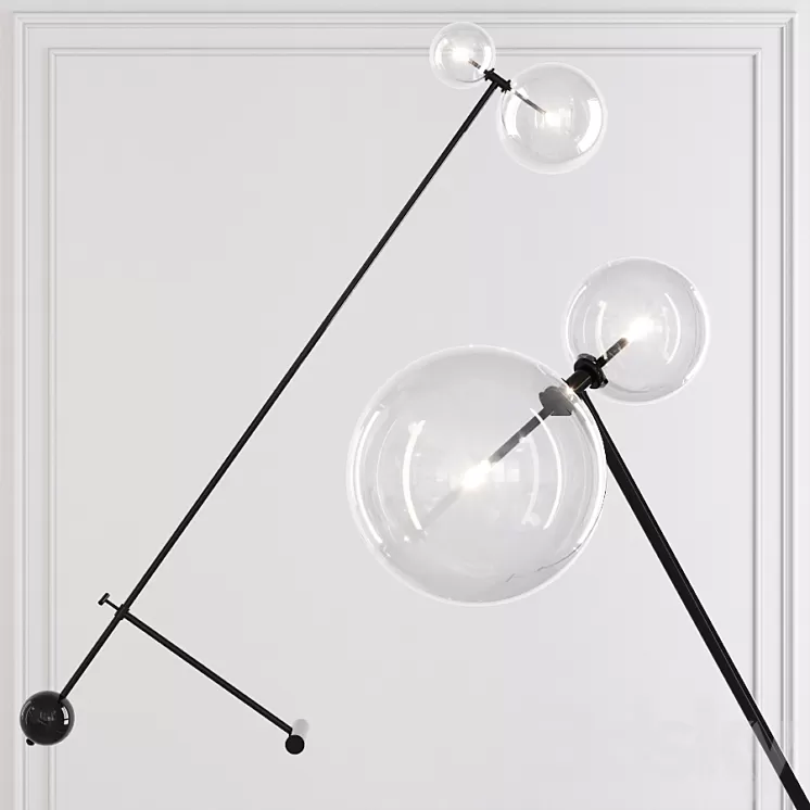 Restoration Hardware Glass Globe Mobile BOOM FLOOR LAMP Black 3D Model
