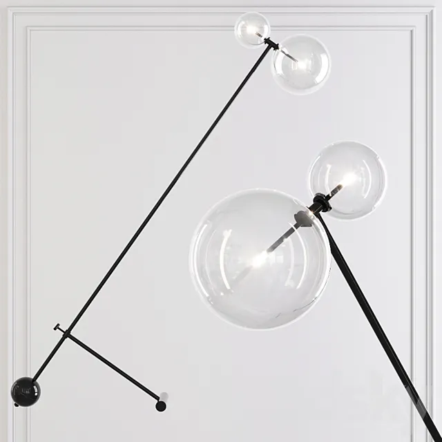 Restoration Hardware Glass Globe Mobile BOOM FLOOR LAMP Black 3DModel