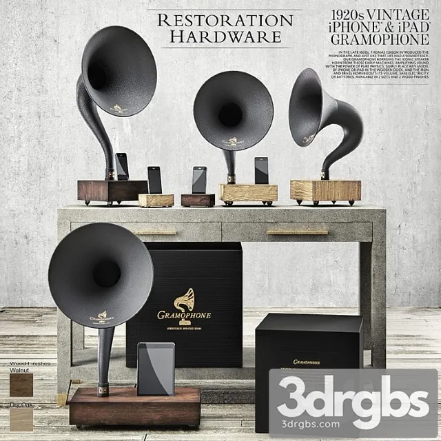 Restoration hardware - gramophone set 3D Model Free