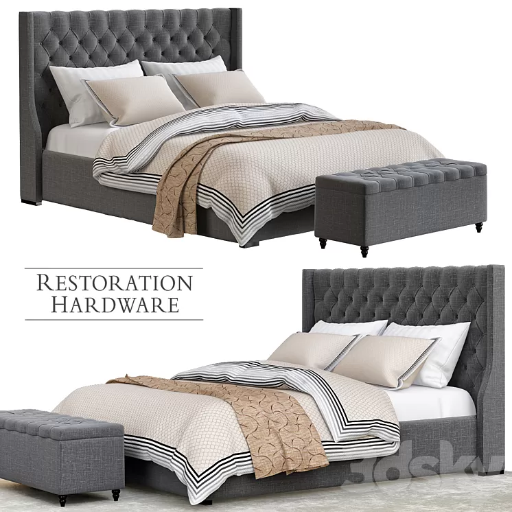 Restoration hardware gray bedroom 3D Model