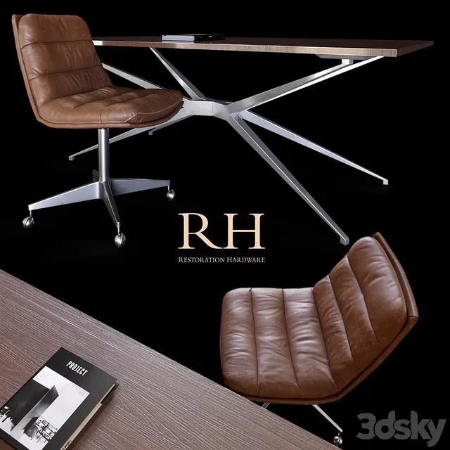 Restoration Hardware Griffith Chair & Amp Maslow desk 3D Model