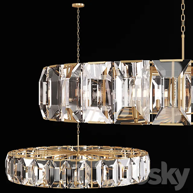 Restoration Hardware HARLOW CRYSTAL CHANDELIER 60 Brass 3D Model